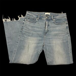Loft Light Wash High Waisted The Kick Crop Denim Jeans Size 8
